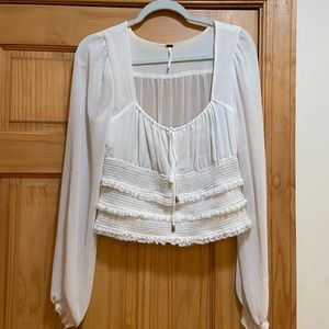 Free People White Long Sleeve Going Out Top